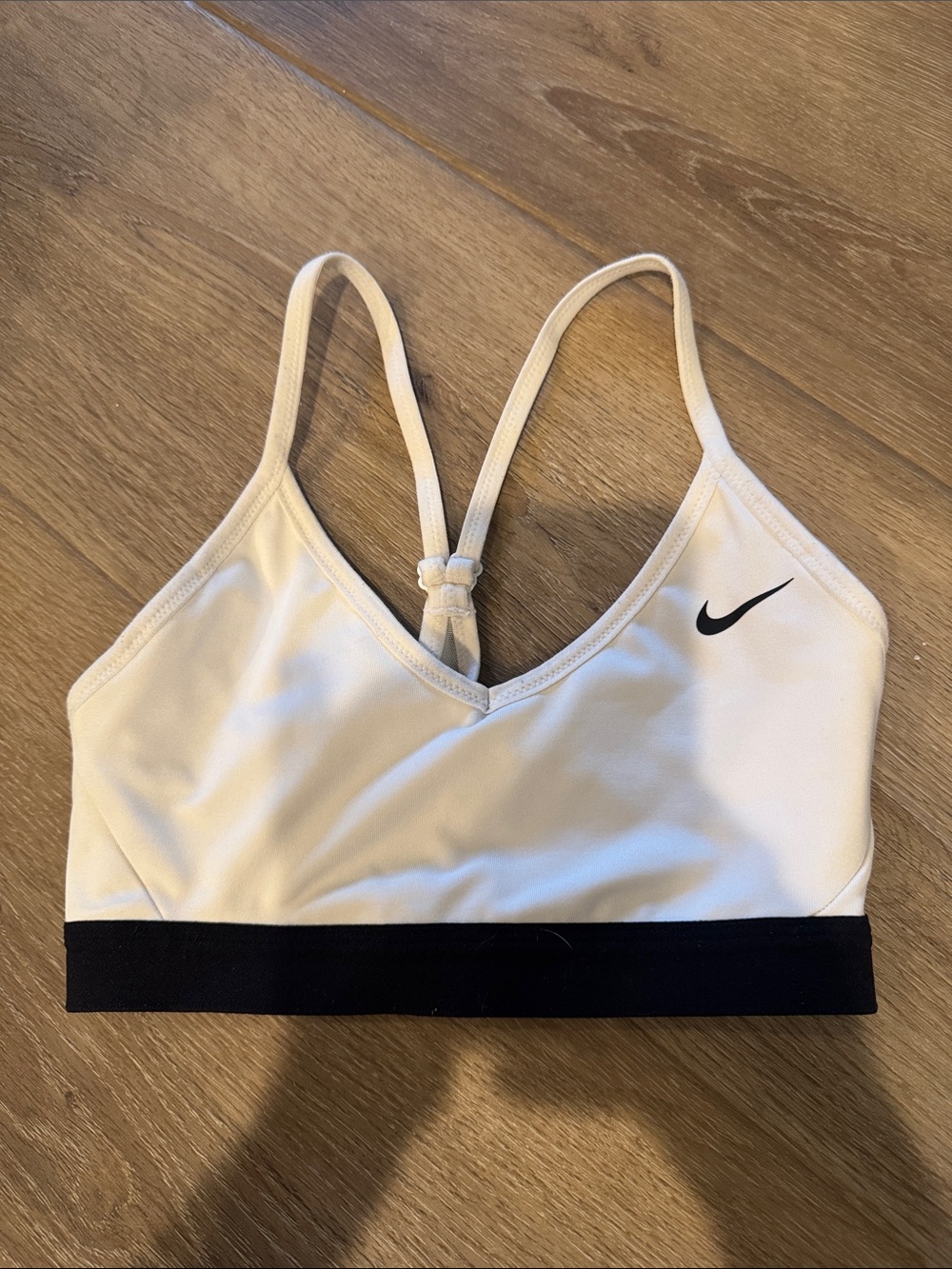 Nike White Sports Bra with Black Underband